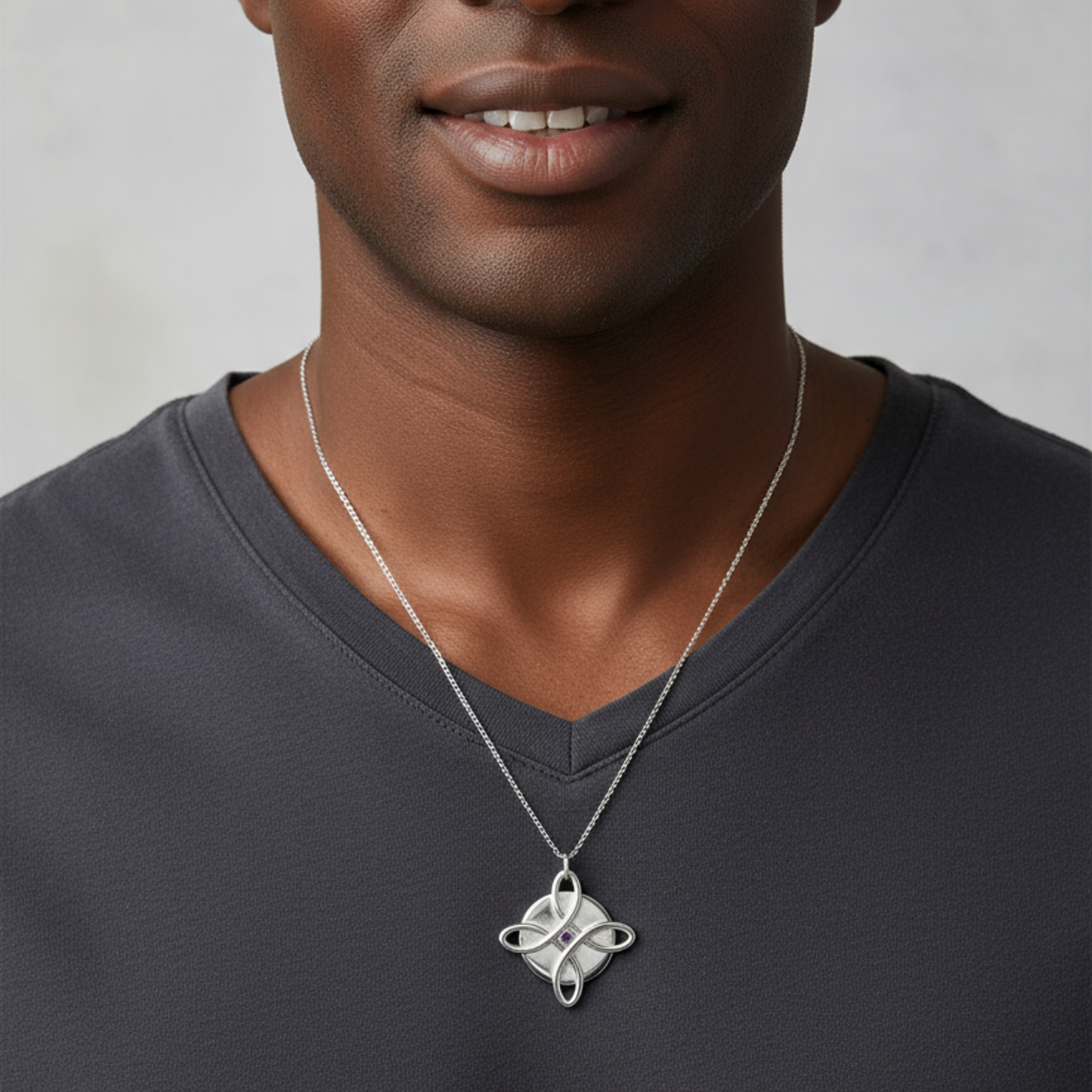 Man wearing an Areca Plus Necklace